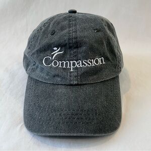 Compassion Hat Gray Baseball Trucker Garment Washed Denim Adjustable Strap